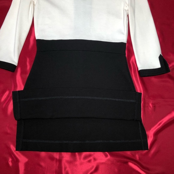 White House Black Market (WHBM) Black & White Ponte 3/4 Sleeve Tunic Top - Picture 7 of 11